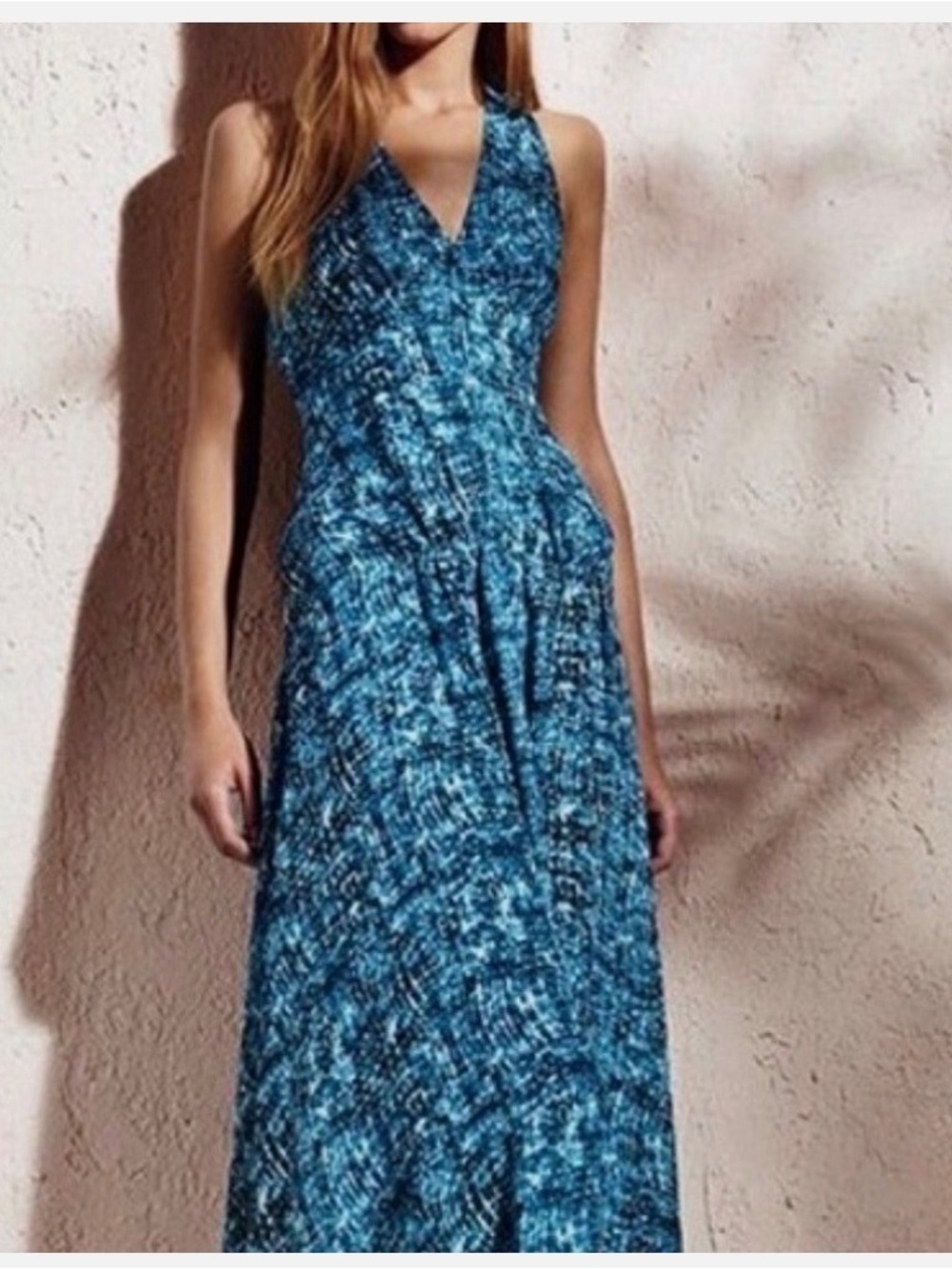 Derek Lam for Design Nation Blue Maci Dress Lined Women’s size Medium V Neck